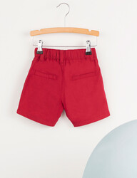 Red Flat-Front Boy Gabardine Shorts - Thumbnail