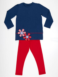 Red Flowers Girl T-shirt&Leggings Set - Thumbnail