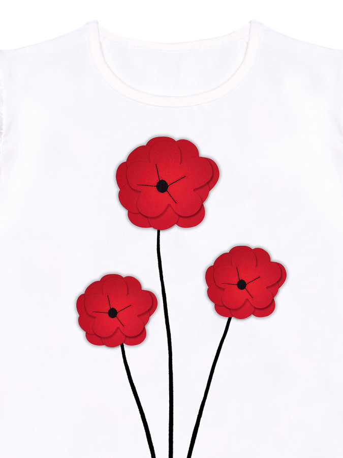 Red Poppy Girl T-shirt&Leggings Set - 8