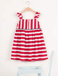 Red&White Striped Girl Dress - Thumbnail
