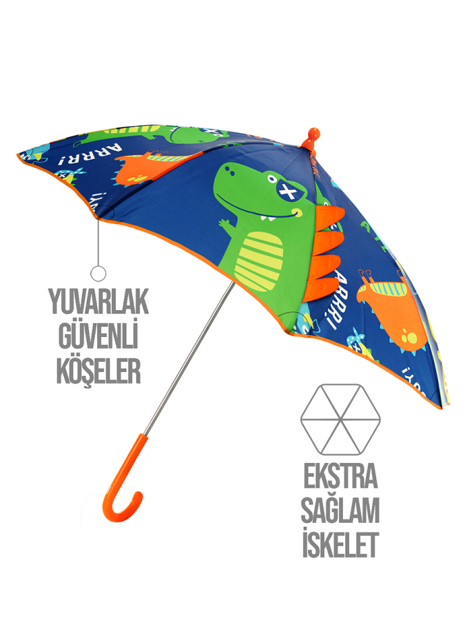 Renkli Dinozorlar Erkek Çocuk Şemsiye - 1