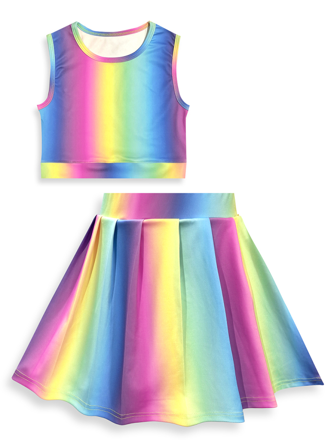 Kız Çocuk Spor Taytlı Etek Crop Top 2'li Takım 6-10Y - 5