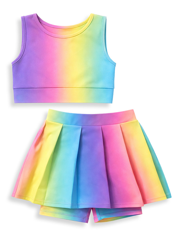 Kız Çocuk Spor Taytlı Etek Crop Top 2'li Takım 6-10Y - 4