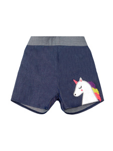 Renkli Püsküllü Unicorn Kız Çocuk Yazlık Bluz Denim Şort Takım - 6