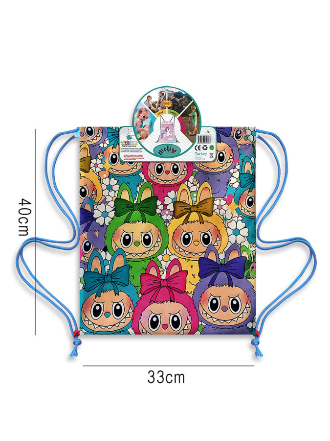 Renkli Suratlar Su Geçirmez Kız Çocuk İpli Sırt - Plaj Çantası - 2