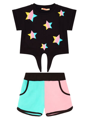 Renkli Yıldız Kız Çocuk T-Shirt Şort Takım