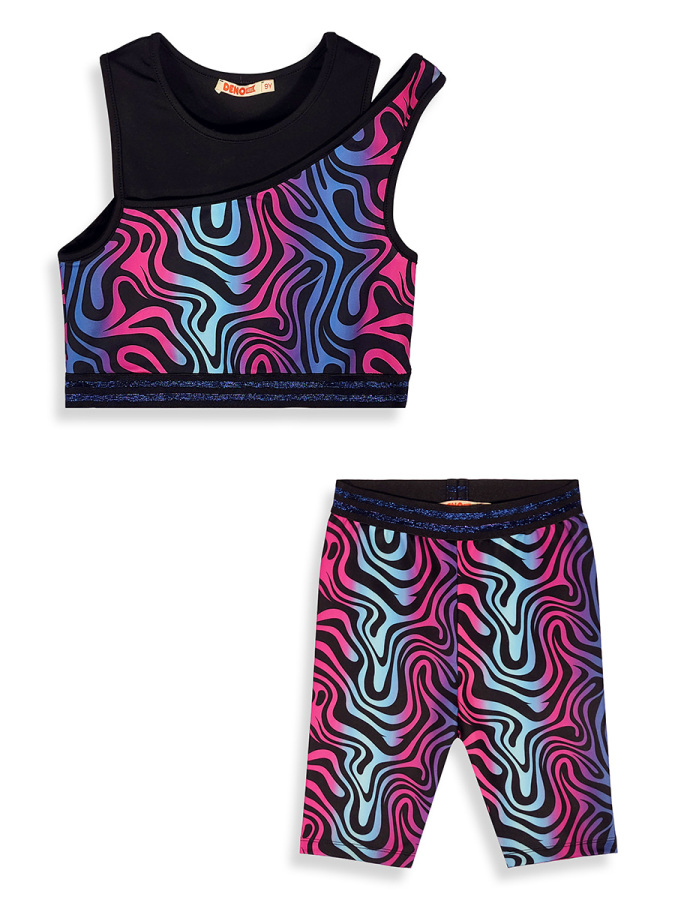 Kız Çocuk Spor Tayt Crop Top 2'li Takım 6-11Y - 5