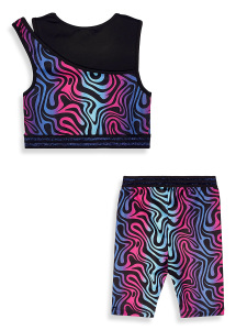 Kız Çocuk Spor Tayt Crop Top 2'li Takım 6-11Y - 5