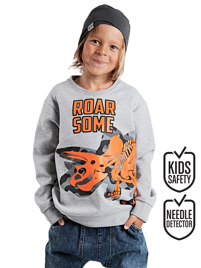 Roar Dino Boy Grey Sweatshirt - 1
