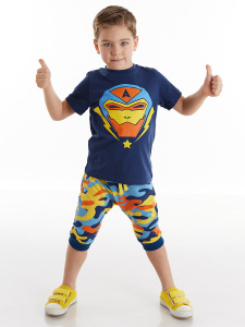 Robot Star Erkek Çocuk T-shirt Kapri Şort Takım - Denokids