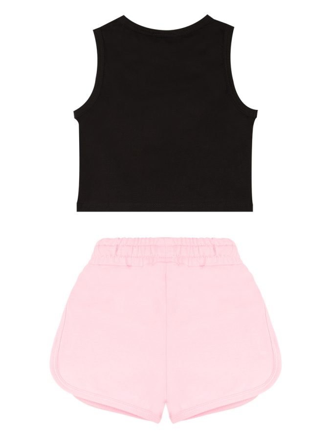 Rock Life Kız Çocuk Siyah Pembe Yazlık Crop T-shirt Şort Takım - 4