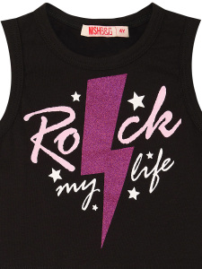 Rock Life Kız Çocuk Siyah Pembe Yazlık Crop T-shirt Şort Takım - 9