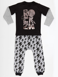 Rock On Star Erkek Çocuk T-shirt Pantolon Takım - Thumbnail