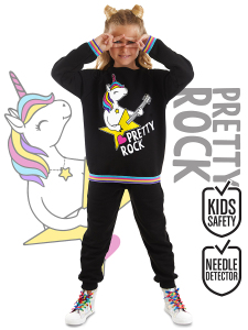 Rock Unicorn Girl Black Tracksuit - MSHB&G