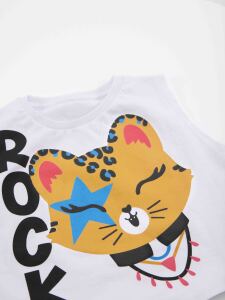 Rocker Leo Kız Çocuk T-Shirt Kapri Şort Takım - 6
