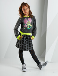 Roller Skate Grey/Black Girl Dress - Thumbnail
