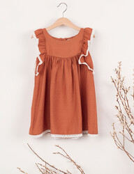Rusty Colored Girl Dress - Thumbnail