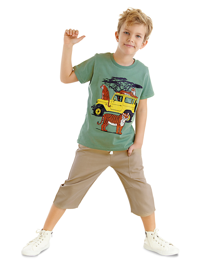 Safari Boy T-shirt&Twill Capri Pants Set - 1