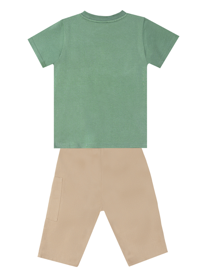 Safari Erkek Çocuk Yazlık T-shirt Gabardin Şort Takım - 4