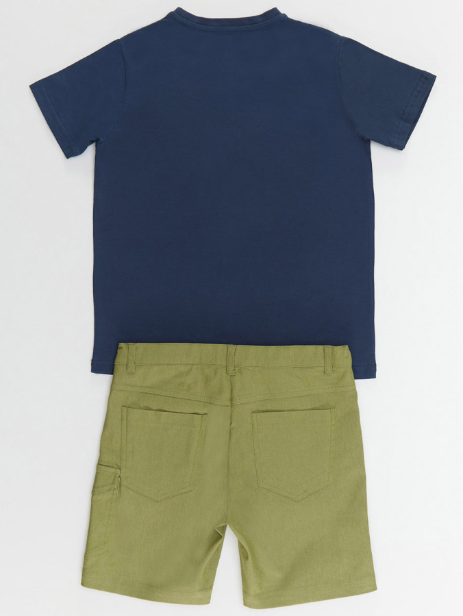 Safari Erkek Çocuk T-shirt Gabardin Şort Takım - 3