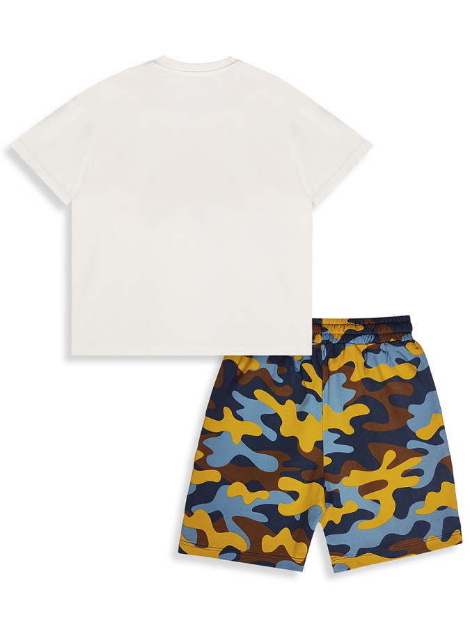 Erkek Çocuk Takım Safari Baskılı %100 Pamuk T-Shirt Şort Yazlık Takım - 5