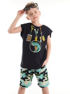 Sahne Erkek Çocuk T-Shirt Kamuflaj Şort Takım - MSHB&G