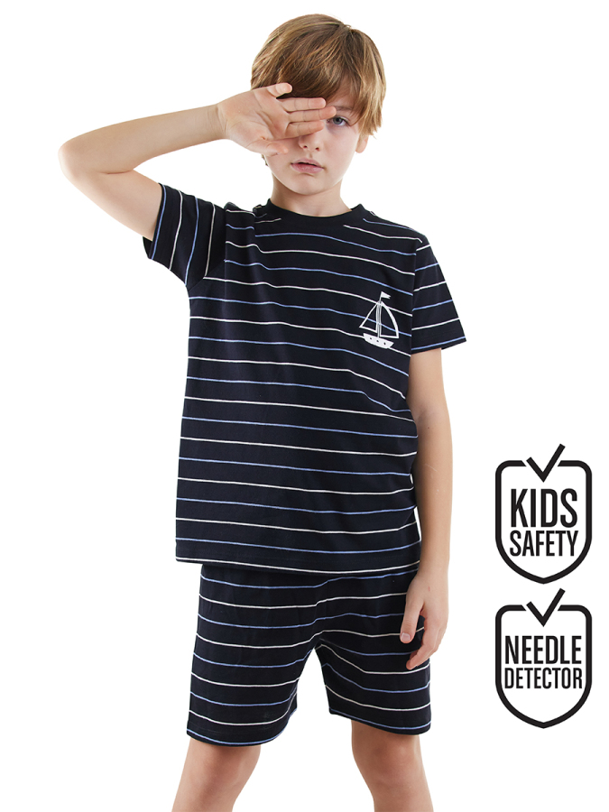 Sail Boat Boy Striped Pyjama Set - 1
