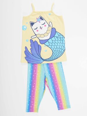 Sea Cat Girl Top&Leggings Set
