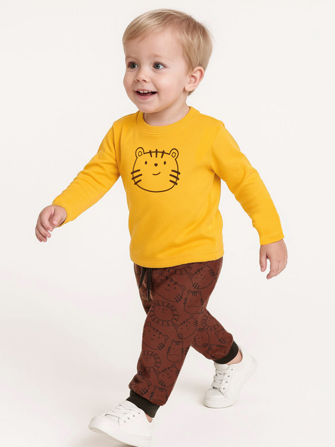 Sevimli Kedi Erkek Bebek T-shirt Pantolon Takım - 1
