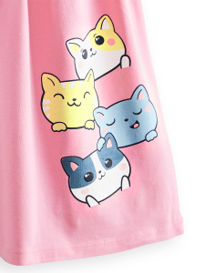 Sevimli Kediler Kız Çocuk 2'li Elbise - Denokids