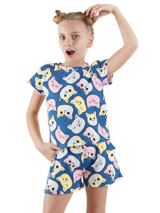 Sevimli Kediler T-shirt Şort Takım - Denokids