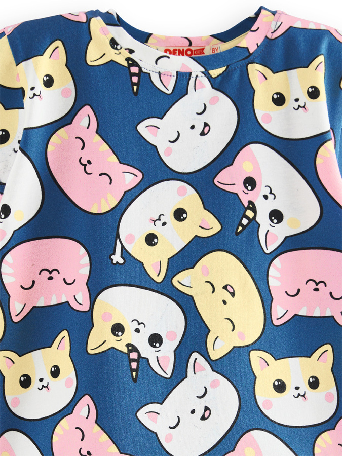 Sevimli Kediler T-shirt Şort Takım - 6
