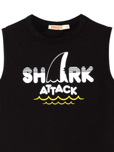 Shark Attack Erkek Çocuk T-shirt Kapri Şort Takım - 3