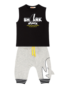 Shark Attack Erkek Çocuk T-shirt Kapri Şort Takım - 6