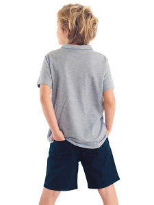 Shark Embroideried Pique Polo Shirt&Twill Shorts Set - 2