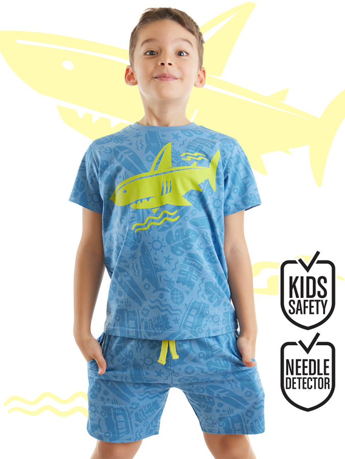 Shark Erkek Çocuk Yazlık T-shirt Şort Takım - 1