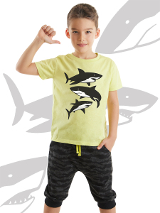 Sharks Boy T-shirt&Capri Pants Set - 1