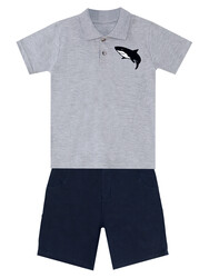 Shark Erkek Çocuk Polo Yaka T-shirt Şort Takım - Thumbnail