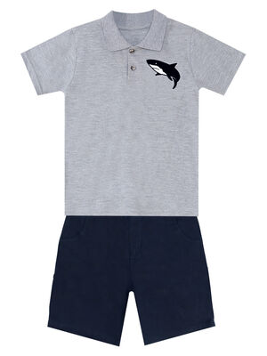 Shark Erkek Çocuk Polo Yaka T-shirt Şort Takım
