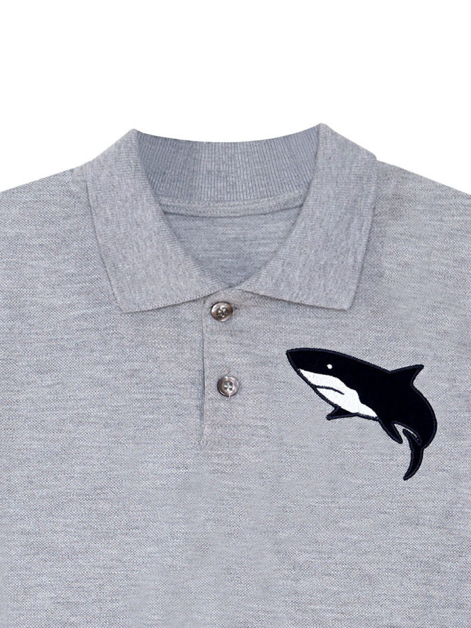 Shark Erkek Çocuk Yazlık Polo Yaka T-shirt Gabardin Şort Takım - 9