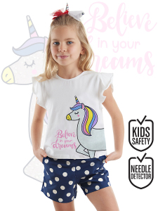 Shinny Unicorn Girl T-shirt&Shorts Set - Denokids