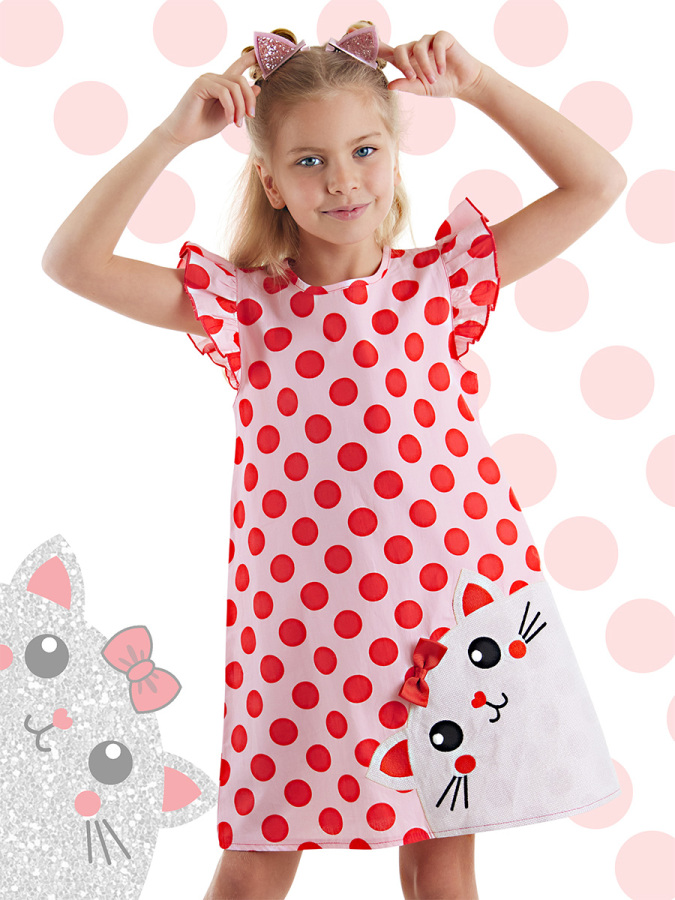 Shiny Cat Girl Poplin Dress - 1