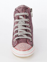 Shiny Pink High Top Sneakers - Thumbnail