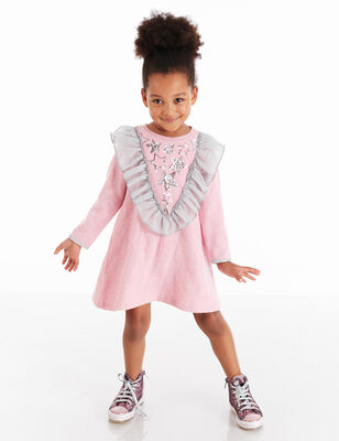 Shiny Stars Pink Girl Dress - 1