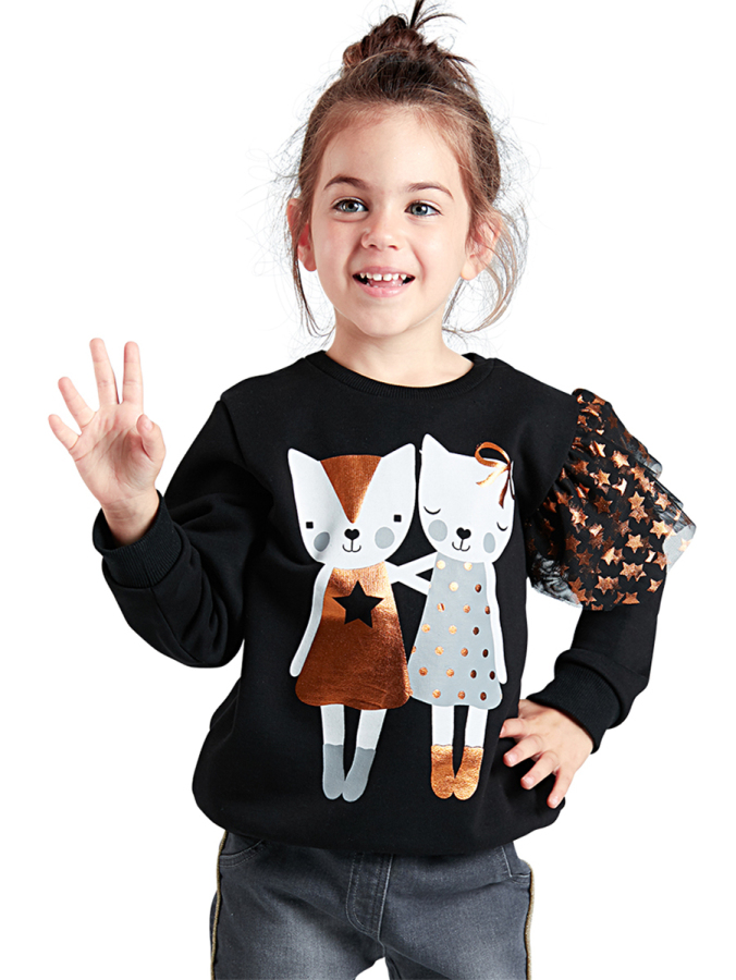 Sıkı Dostlar Tüllü Kız Çocuk Uzun Kollu Sweatshirt - 1
