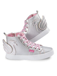 Silver Unicorn Girl High Top Sneakers - Thumbnail