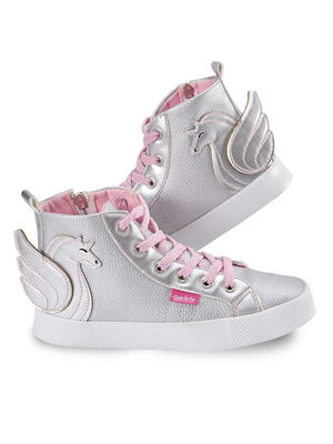 Silver Unicorn Girl High Top Sneakers