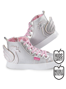 Silver Unicorn Girl High Top Sneakers - Denokids
