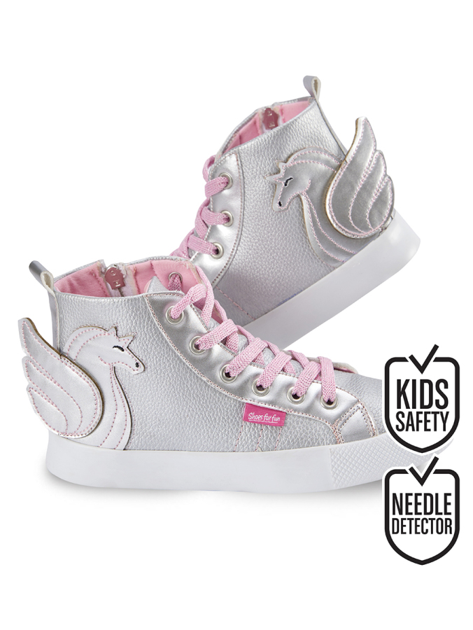 Silver Unicorn Girl High Top Sneakers - 1