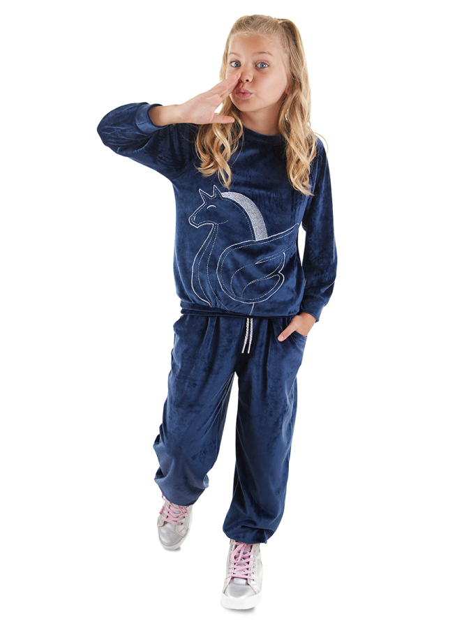 Silver Unicorn Girl Velvet Tracksuit - 1
